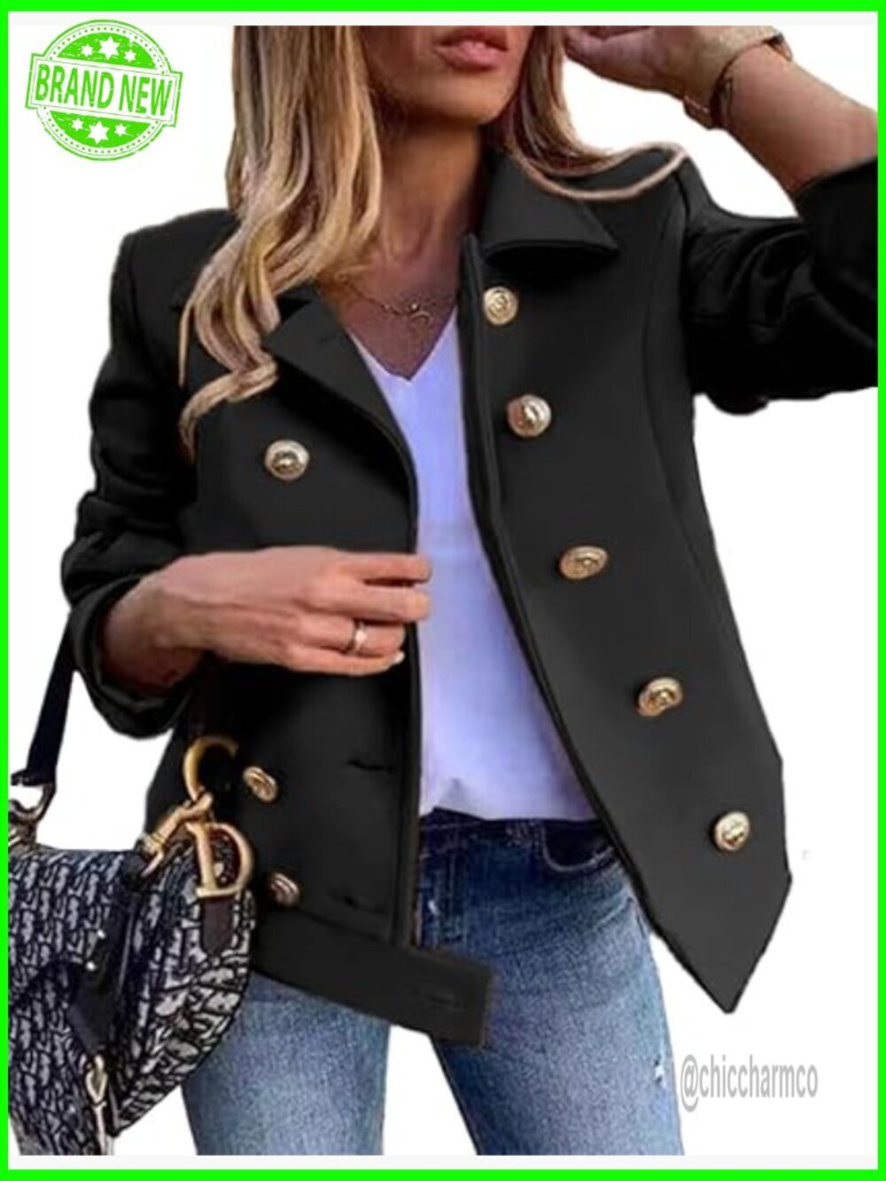 Cropped Wool Coat Double Breasted Peacoat Dressy Blazer Jacket Fall Winter